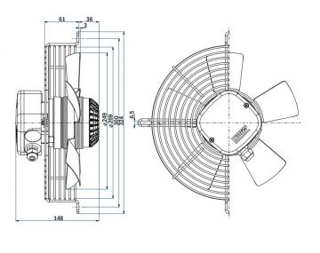 Ventilator axial Hidria R09R-2525P-2M-3510 (250 mm)